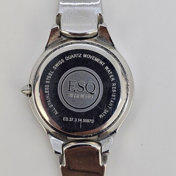 ESQ By Movado‎ Swiss Women’s Watch 25MM Black Dial Gray Bracelet 6" New Battery - Picture 6 of 12